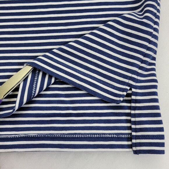 B Draddy Greg Polo 4-Way Stretch Pima Cotton Blend Sz XL Navy White Striped Mens - Picture 11 of 16